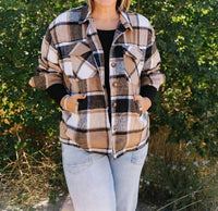 Sweet Generis Crystal Shacket in brown - women's jacket - detail view