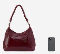 HOBO Madison shoulder bag in garnet gloss - women's bag - detail view
