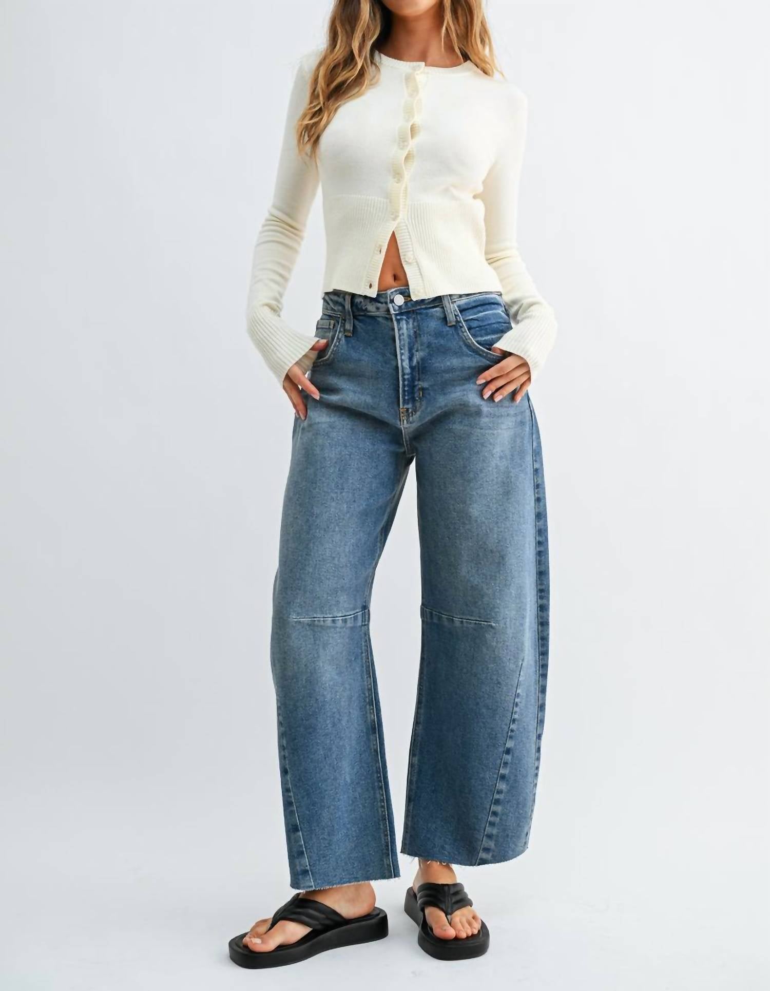 Just Black Denim - Barrel Jeans With Seams