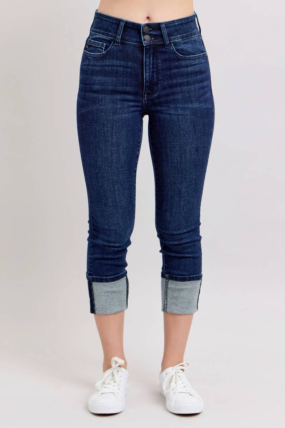 Judy Blue - Women's Ella Double Waist Cuff Capri Jeans