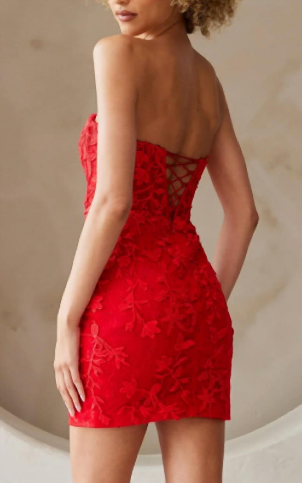 Amelia Couture - Applique Short Strapless Dress