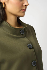 Joseph Ribkoff - Stand Collar Faux Pocket Long Sleeve Coat