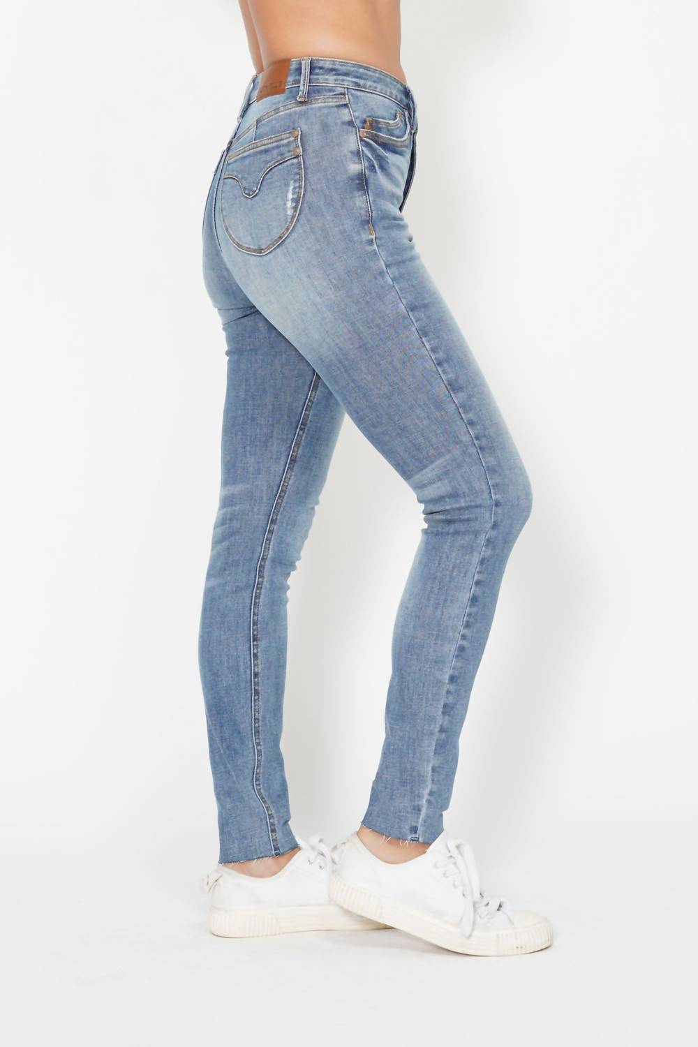 Judy Blue High Waist Tummy Control Shield Pocket Skinny Jeans in blue - women's jeans - view 6