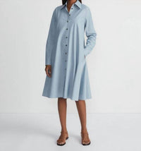 Lafayette 148 - Petite Slubbed Cotton Flounced Shirtdress