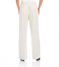 Karen Kane Linen Blend Stripe Drawstring Pants in cream and black - women's pants - alternate view