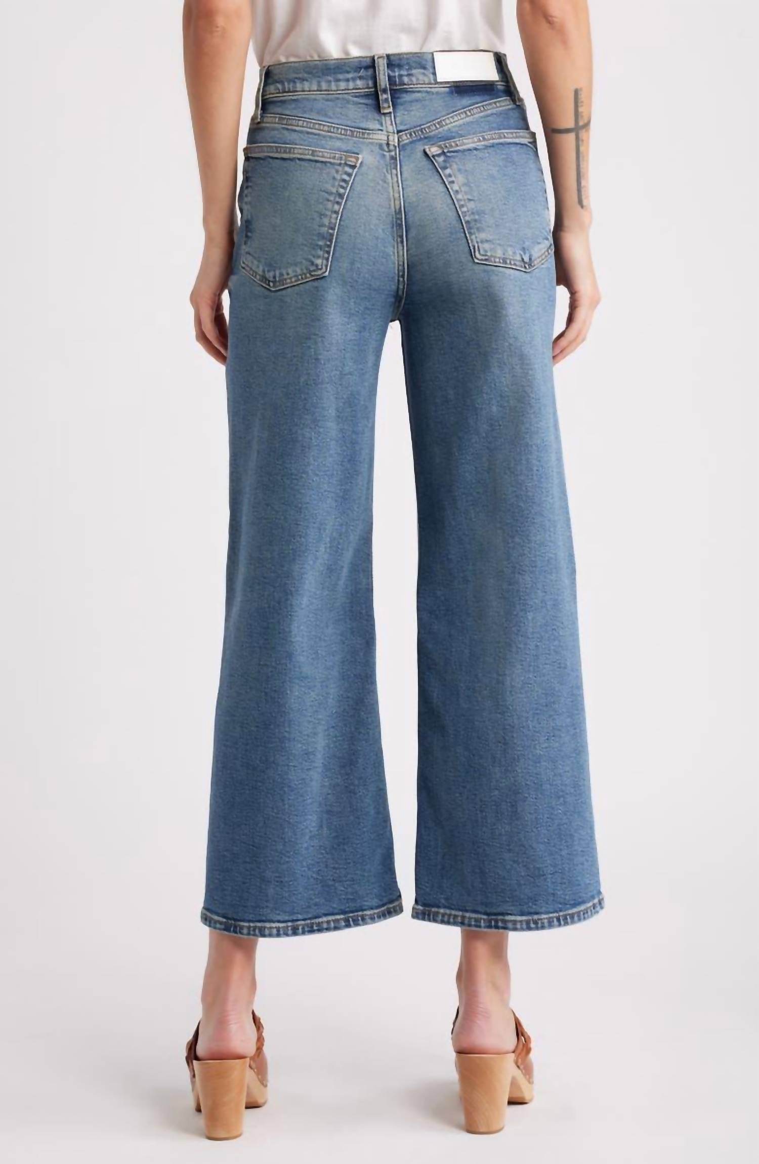 Re/Done - Women's High Rise Wide Leg Crop Jeans
