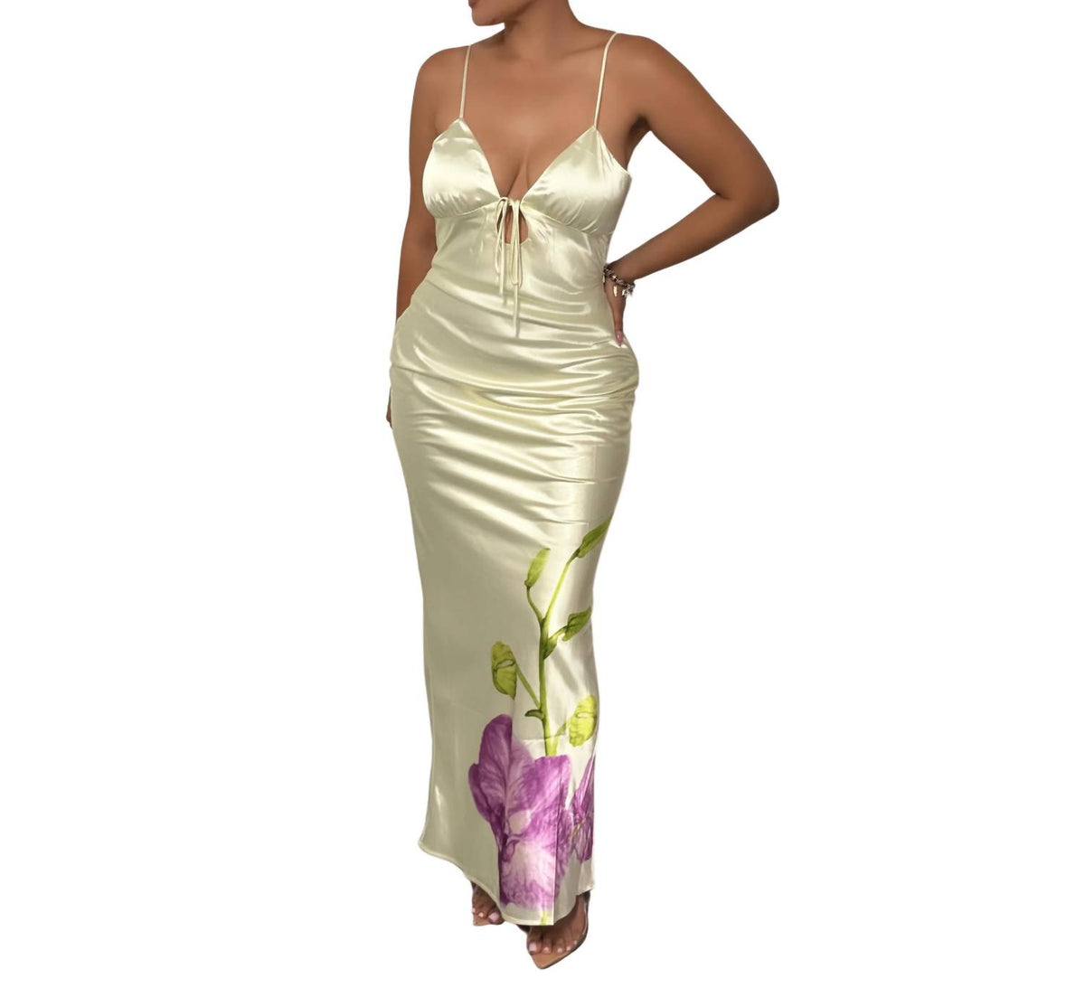 Lucy In The Sky - Mia Satin Floral Maxi Dress