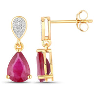 Diana M Jewels - Women's Pear Natural Ruby Stud Earrings (2.46 Ct) - Classic Plus