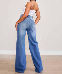 Vibrant M.I.U - Iridescent Rhinestone High-rise Wide Leg Jeans