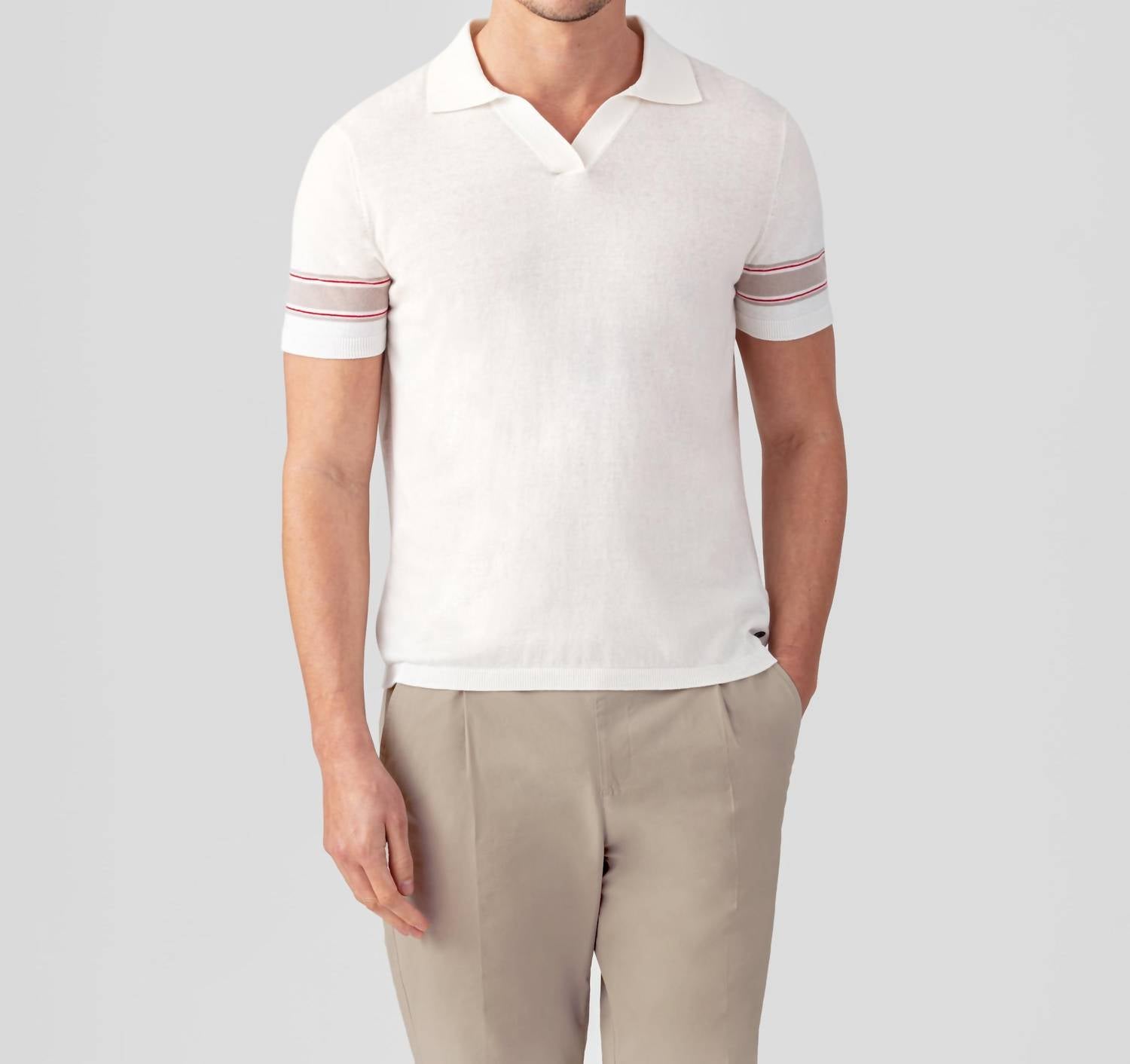 Ron Dorff - Cotton-linen V-neck Polo