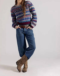 Free People Favorite Things Sweater in frosted wine combo 1 - women's sweater - alternate view