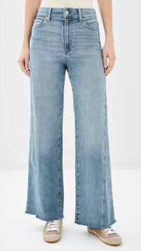 Paige - Anessa Twisted Seam Raw Hem High Waist Wide Leg Jeans