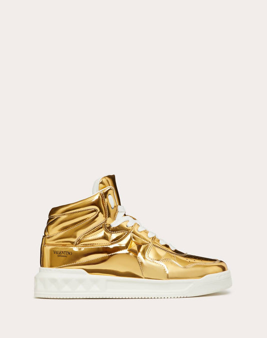Valentino - Men's Stud Mirror Effect Synthetic Fiber Mid-top Sneakers