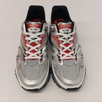 Valentino Garavani Men's Studded Mesh Runner Sneakers in silver red - men's sneaker - detail view