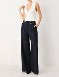 Flying Tomato - Polished Wide-leg Denim Pants