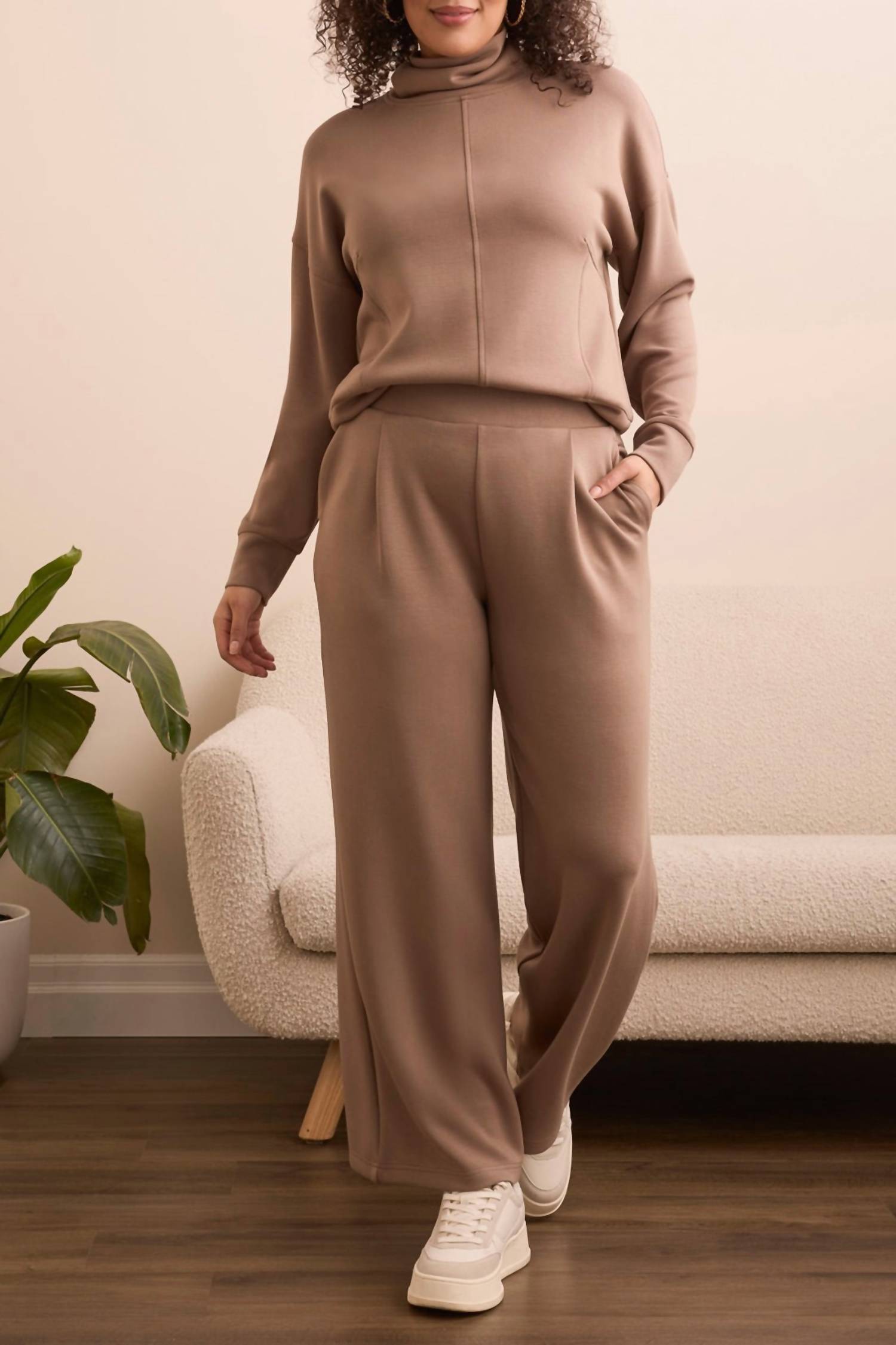 TRIBAL Pull On Pants With Pockets in fossil - women's pants - alternate view