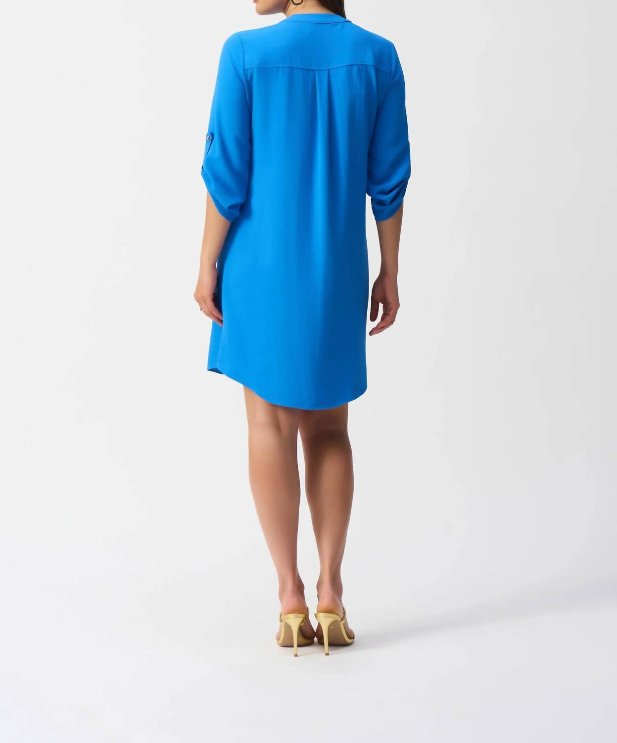 Joseph Ribkoff - Zip Front Roll-tab 3/4 Sleeve Shift Dress