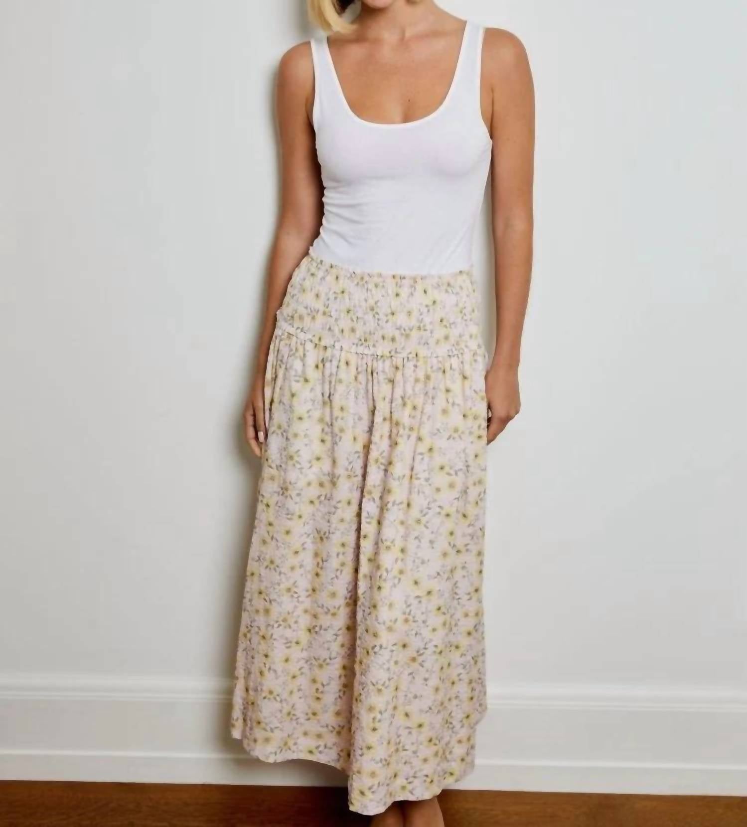 Design History - Floral Waves Printed Skirt