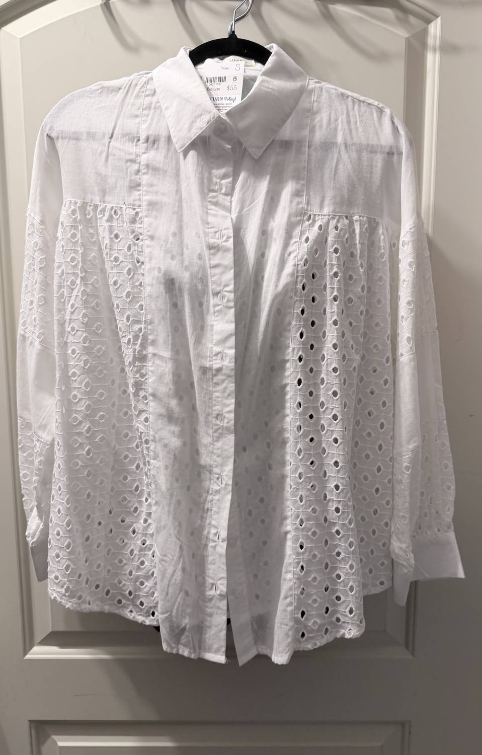 And The Why Women's Blossom Button Down Shirt in white - women's shirt