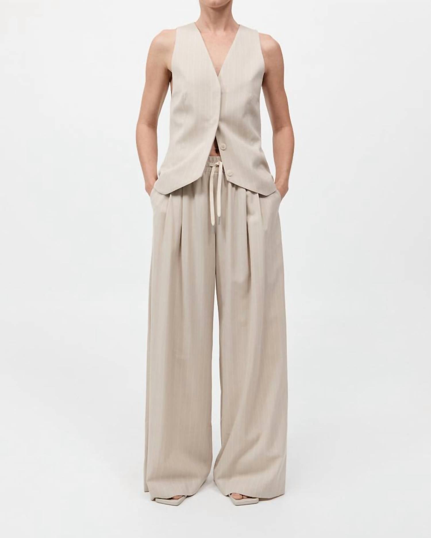 St. Agni - Pinstripe Wool Drawstring Pants