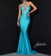 Johnathan Kayne Sparkling Mermaid Prom Dress in turquoise - women's dress