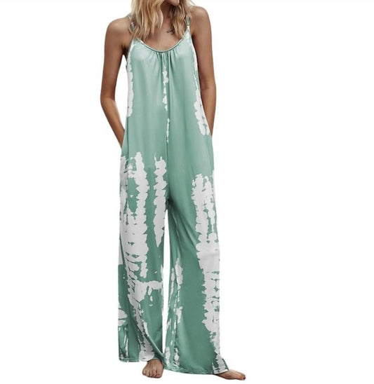 Hope Horizon - Tie Dye V-Neck Stretch Loose Fit Boho Jumpsuit