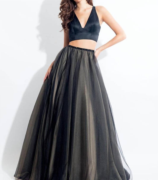 Rachel Allan - Two-piece Matte Satin And Tulle Ball Gown