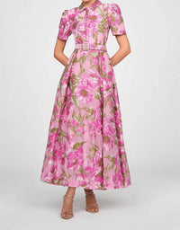 Theia - Abba Jacquard Midi Dress