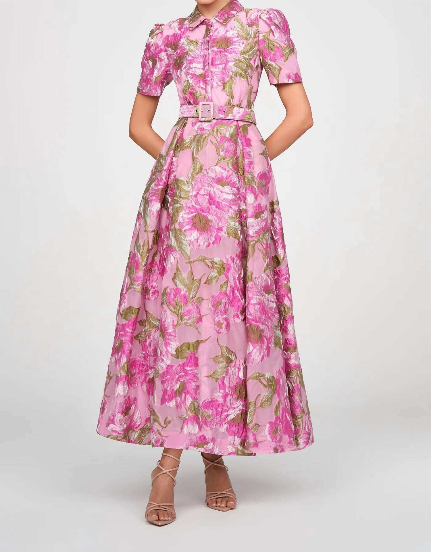 Theia - Abba Jacquard Midi Dress