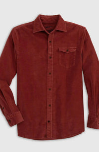 JOHNNIE-O Kodiak Corduroy Shirt in malibu red - men's shirt - alternate view