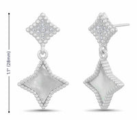 Allyanna Gifts - Women's Cubic Zirconia Enamel Diamond Shape Dangling Earrings