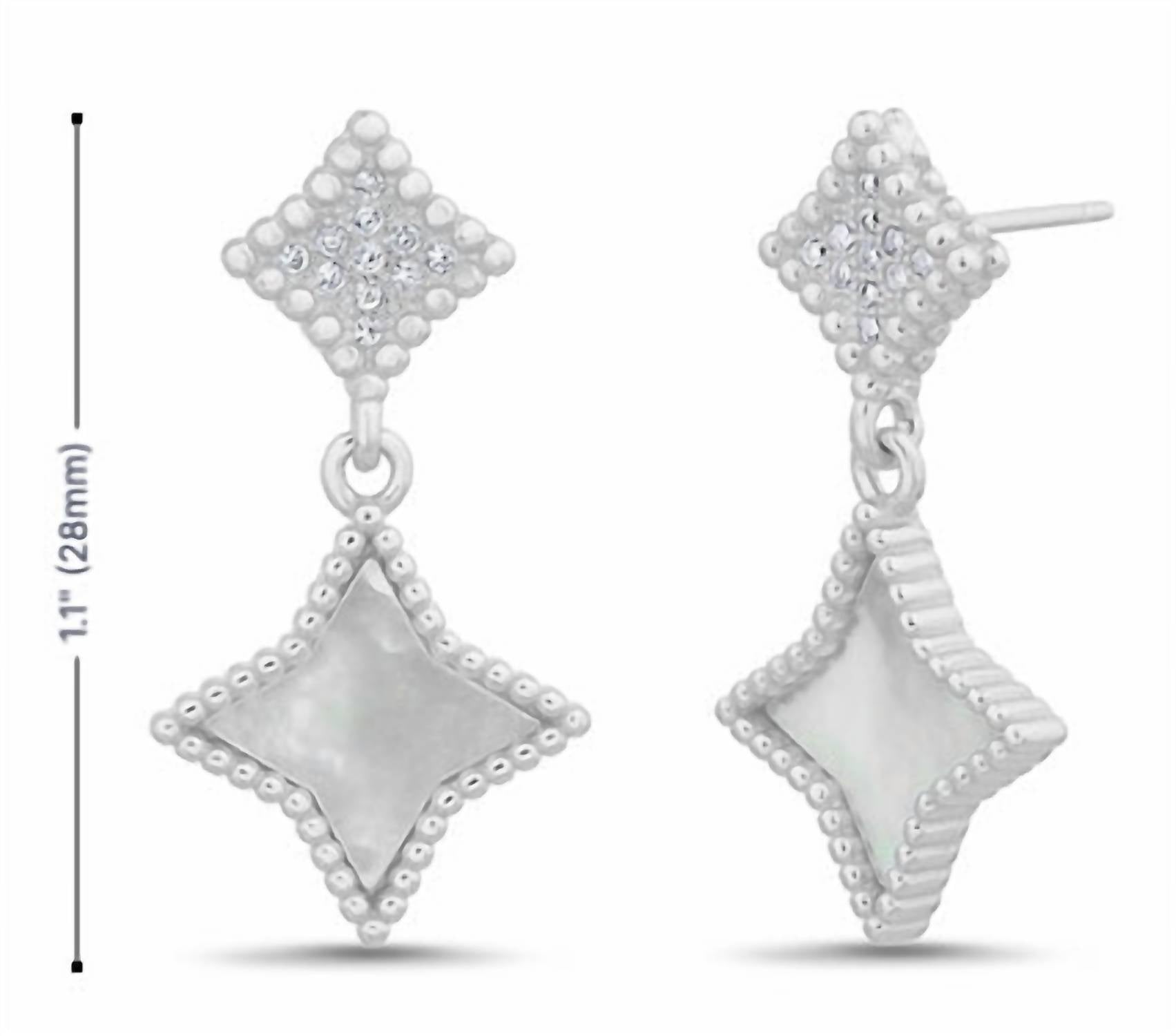 Allyanna Gifts - Women's Cubic Zirconia Enamel Diamond Shape Dangling Earrings