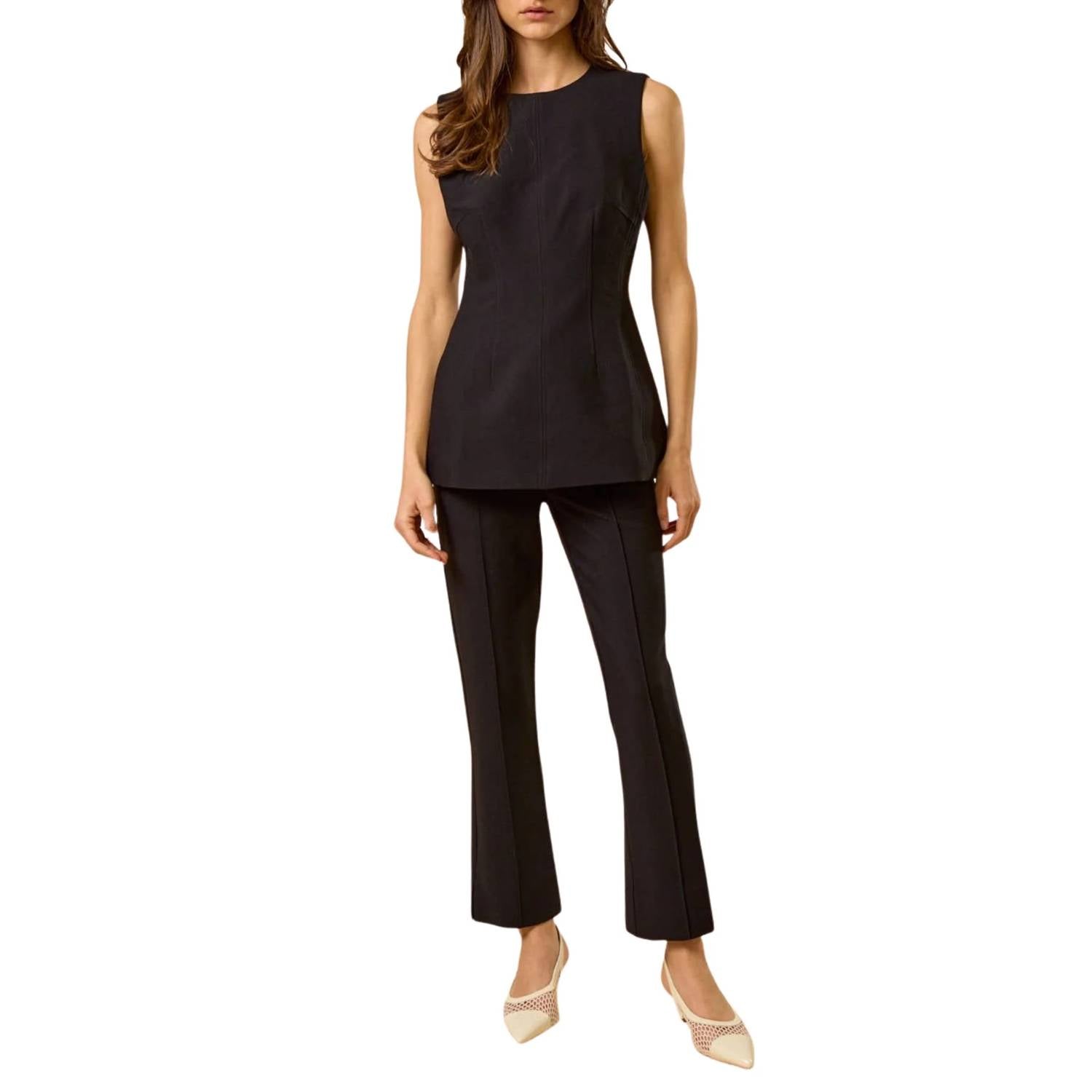 Lalavon - Trouser Pants With Side Slit And Button