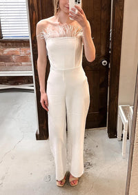 Blue B - Tube Front Feather Jumpsuit