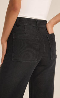 Z Supply Women's Rilynn Wide Leg Denim Trouser in black - women's pants - view 4