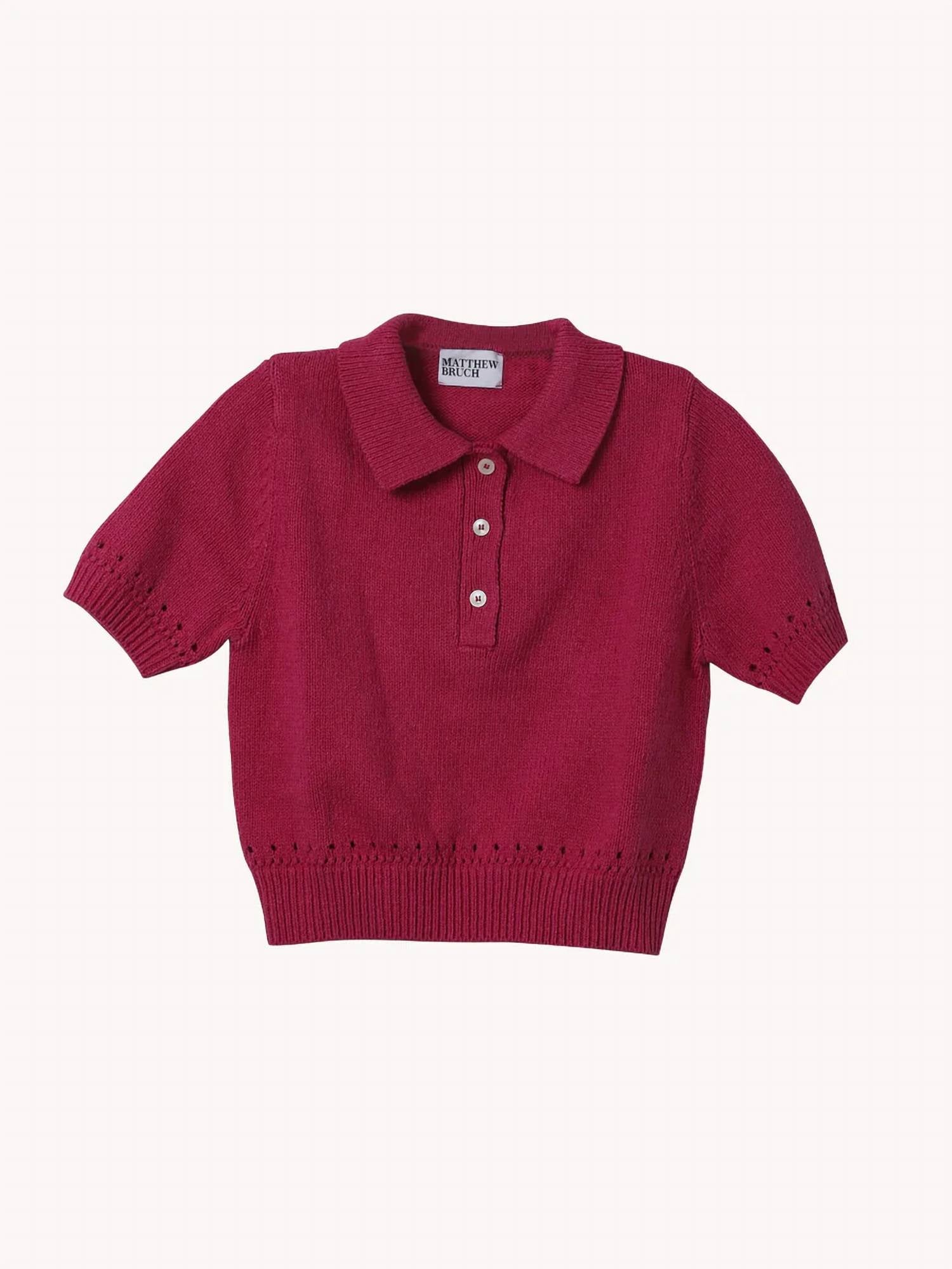 Matthew Bruch - womens eyelet polo top