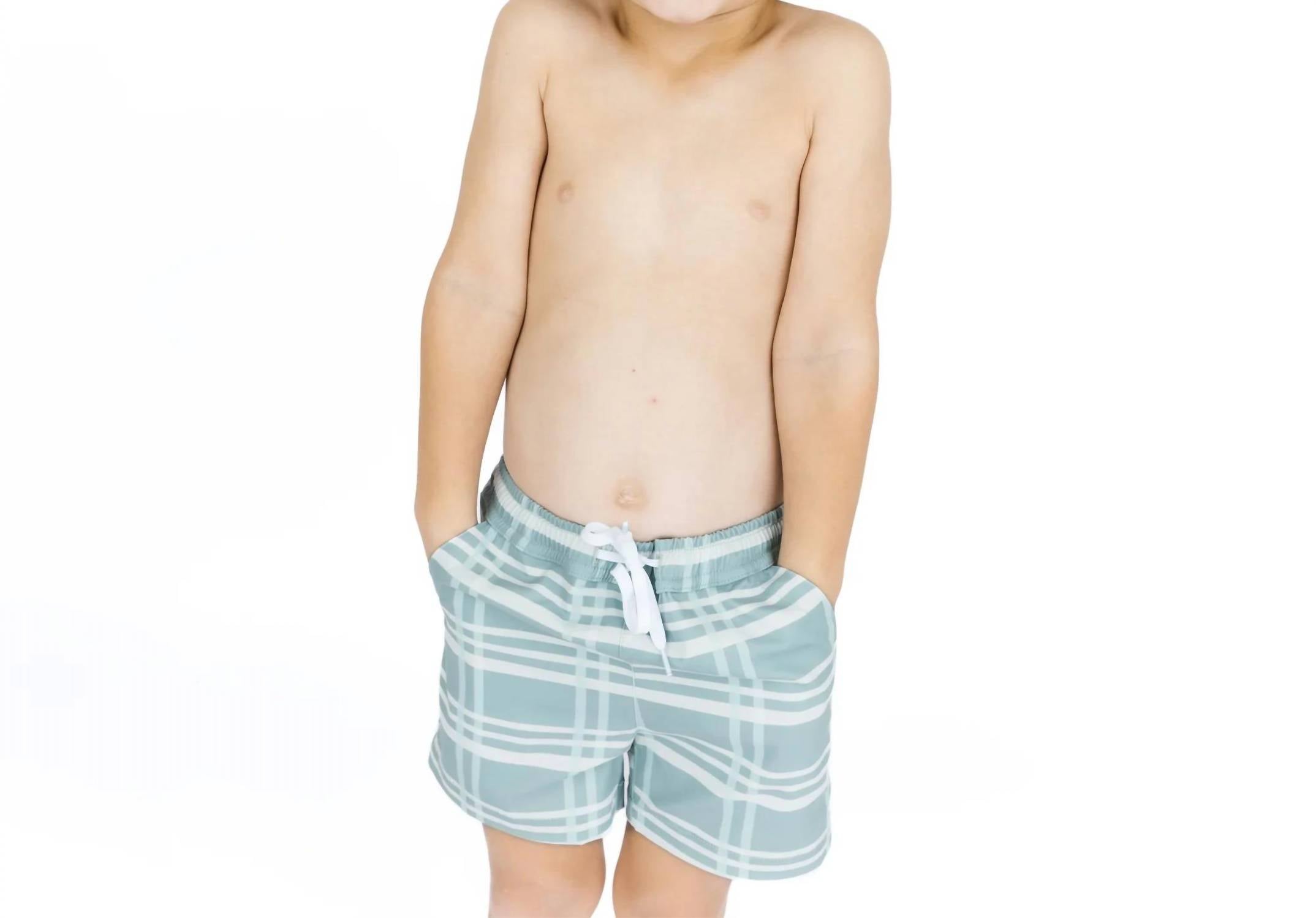 Emerson And Friends - Boy's Plaid Swim Trunks