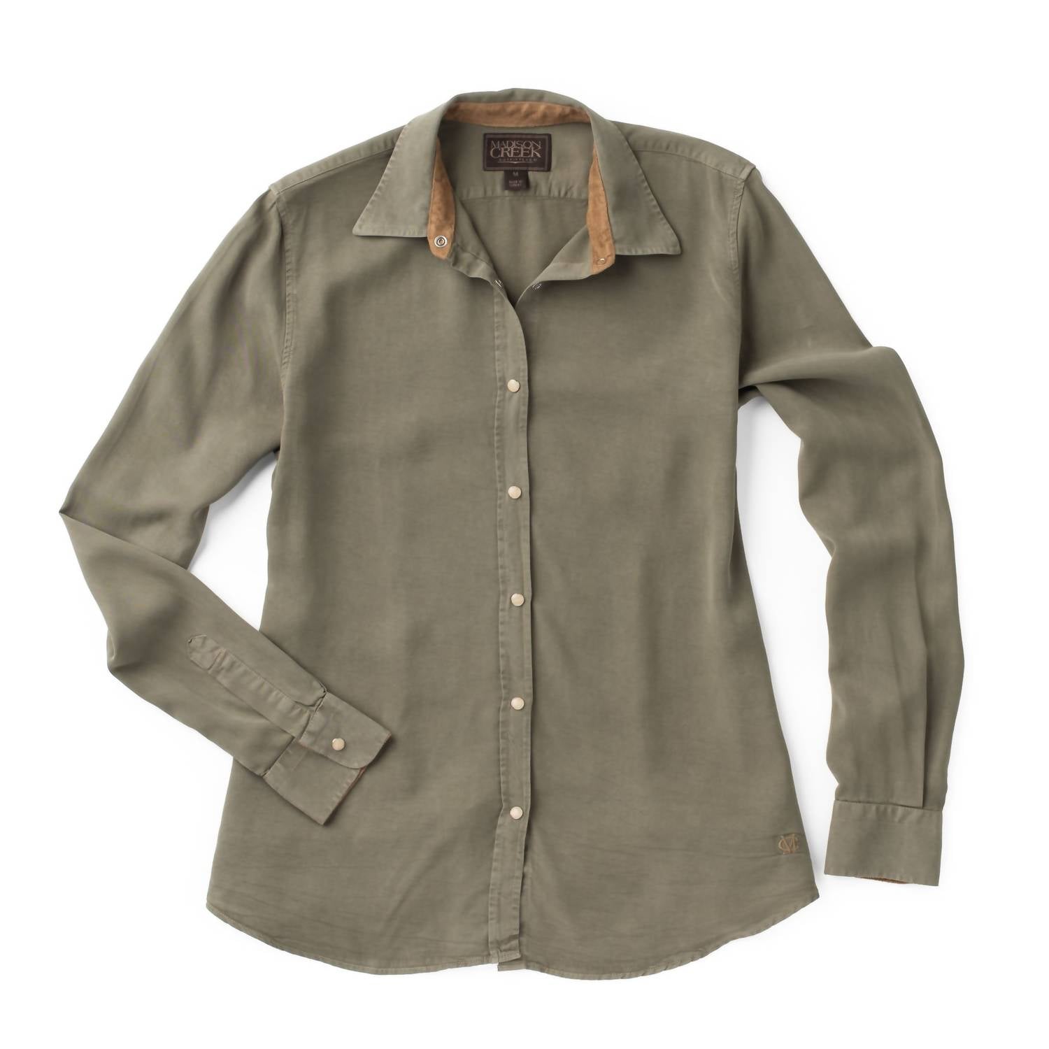 Madison Creek Outfitters Claire Solid Shirt in sage - women's long sleeve top - alternate view