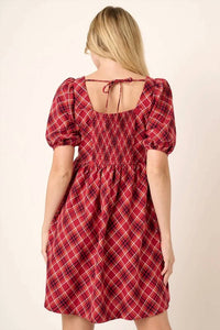 Mittoshop - Puff Sleeve Babydoll Mini Dress