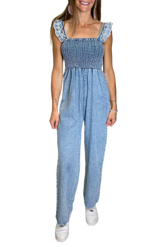 Bibi - DENIM SMOCKED TOP JUMPSUIT