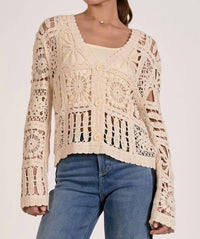 Elan - Cardi Open Knit Sweater