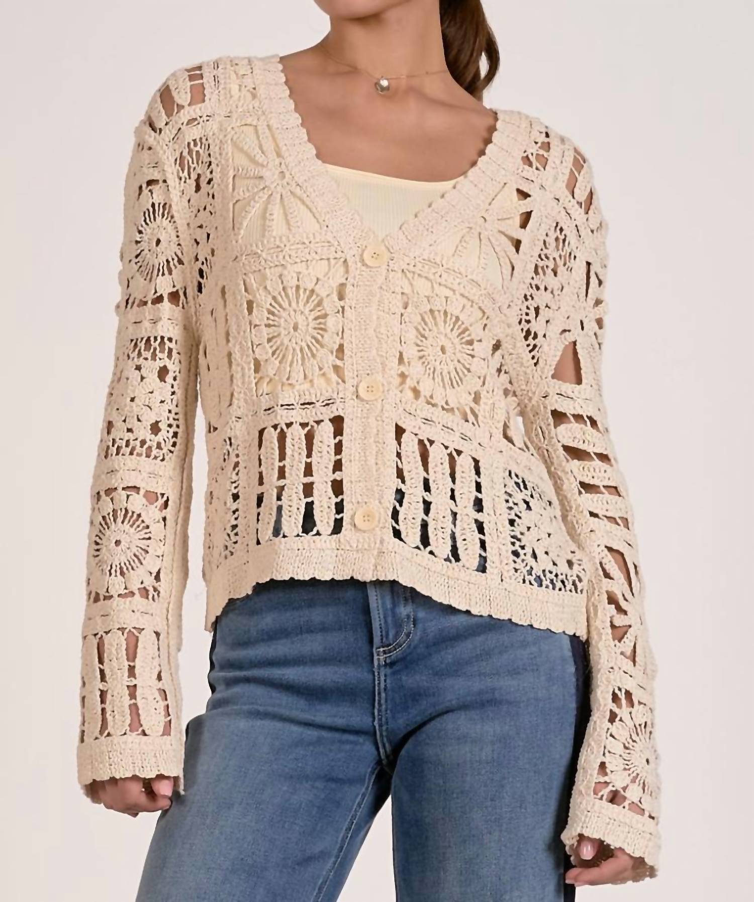 Elan - Cardi Open Knit Sweater