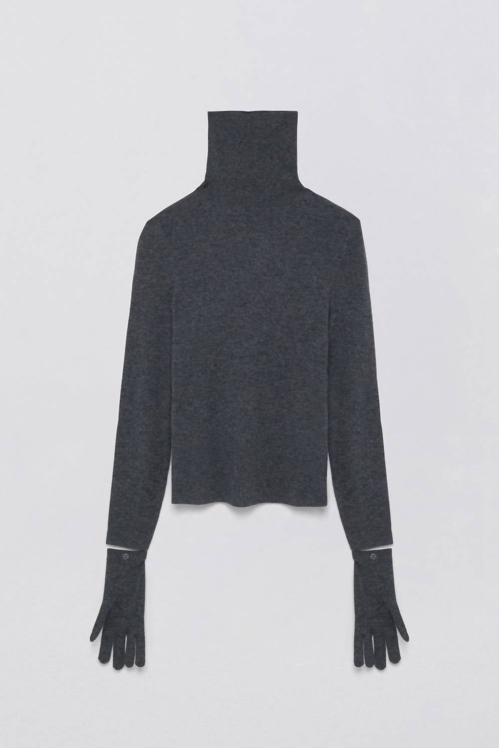 JONATHAN SIMKHAI Dita Cashmere Gloved Turtleneck Sweater in charcoal melange - women's sweater - view 5