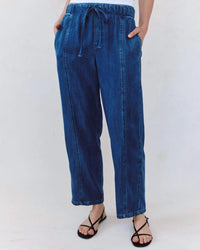 Bella Dahl Women's Seamed Soft Barrel With Elastic Back Pants in horizon blue - women's pants - alternate view