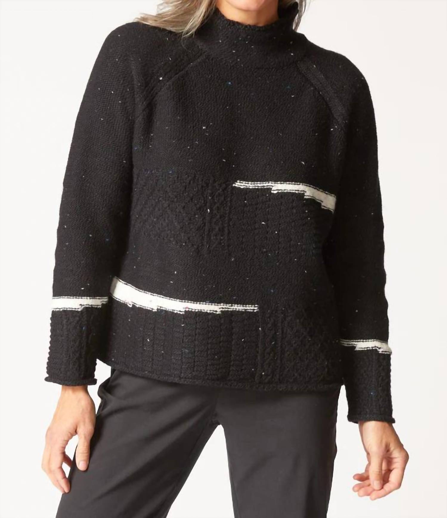 habitat Harvest Tweed Pullover Sweater in black - women's sweater
