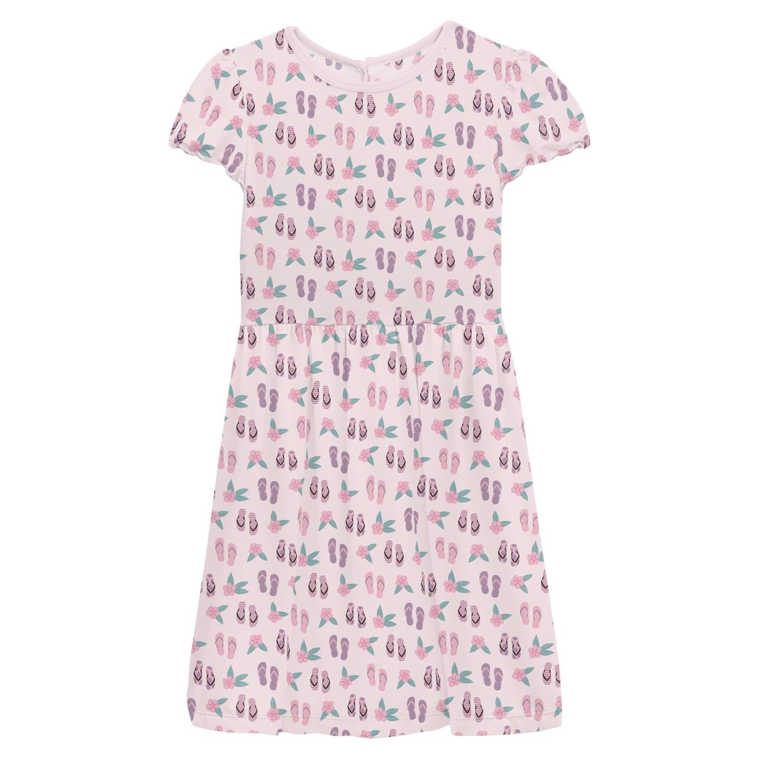 Kickee - Girl's Flutter Sleeve Twirl Dress With Pockets