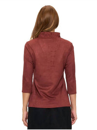 Aryeh - Women's Tabatha Ruffle Neck Suede Top