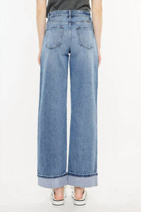 Kancan - Wide Leg Cuffed Jeans