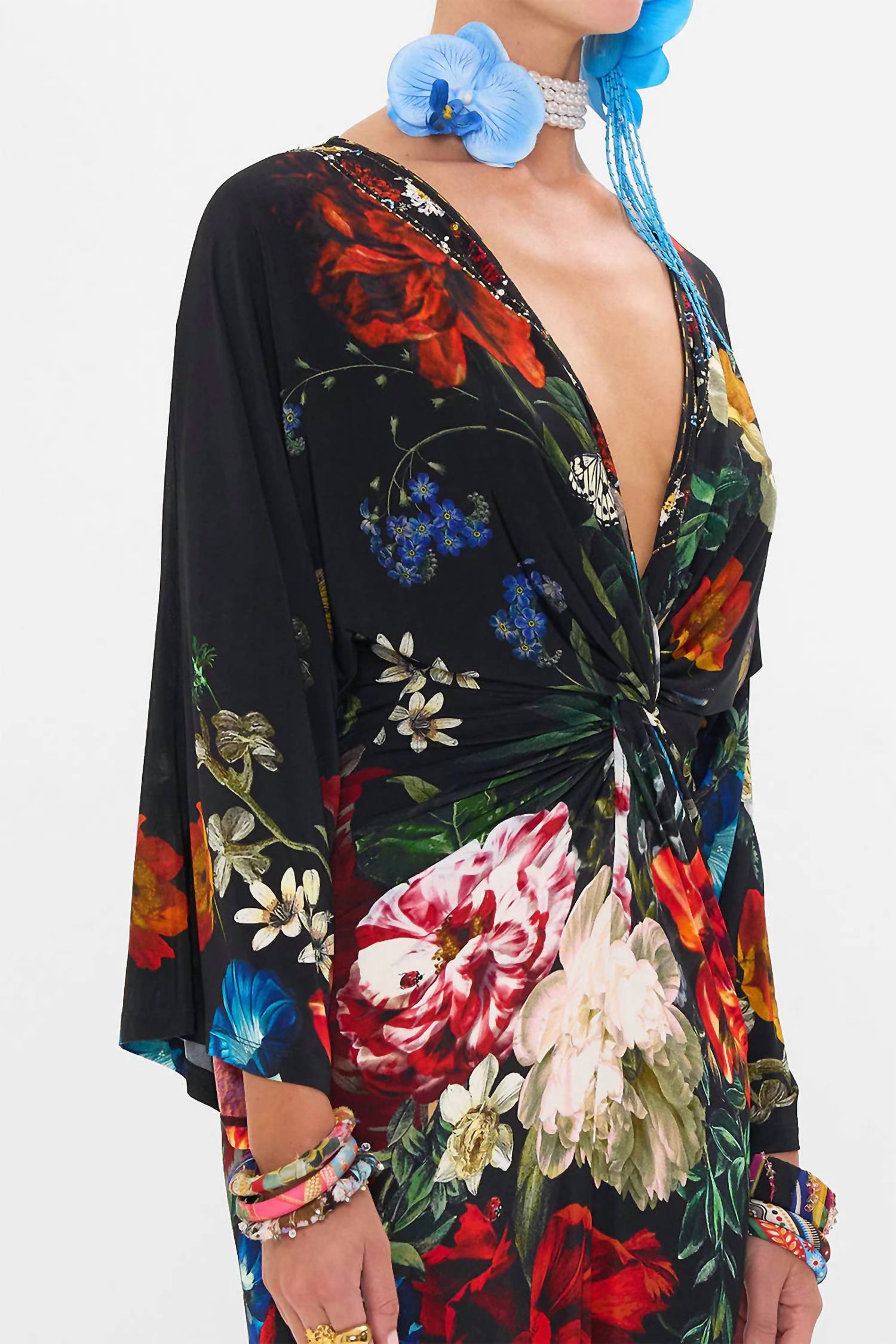 Camilla - Long Split Front Twist Dress