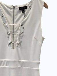 Sheri Bodell Women's Midi Tank Grommet And Toggle Dress in white - women's dress - detail view